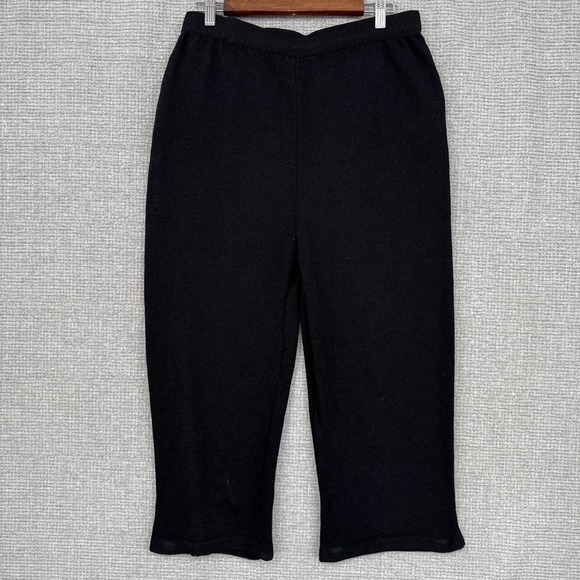 St John Knit Cropped Pants High Waist Career Casual Black Trousers Sz L Santana - Picture 3 of 11